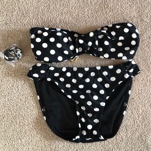 Black and white polka dot swim suit